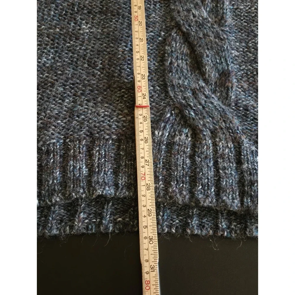 Orvis Women's Wool Blend Blue Sweater Size Large‎ Thick Collar Long Sleeve